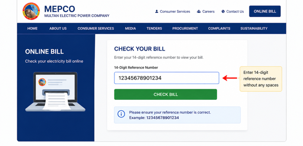 MEPCO Duplicate Bill Download 