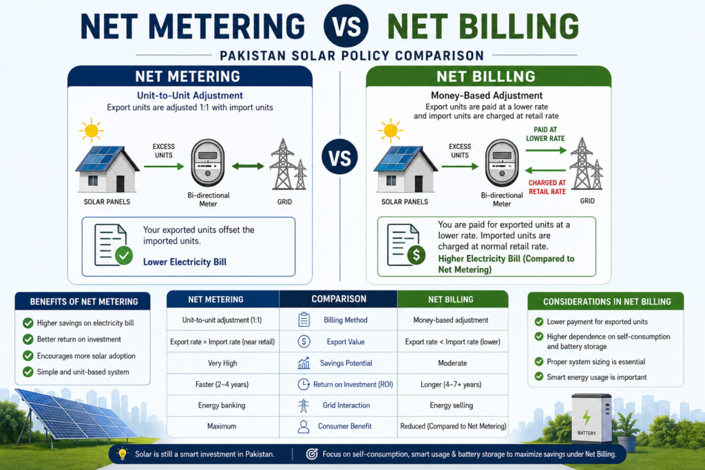 Net Metering vs Net Billing Pakistan