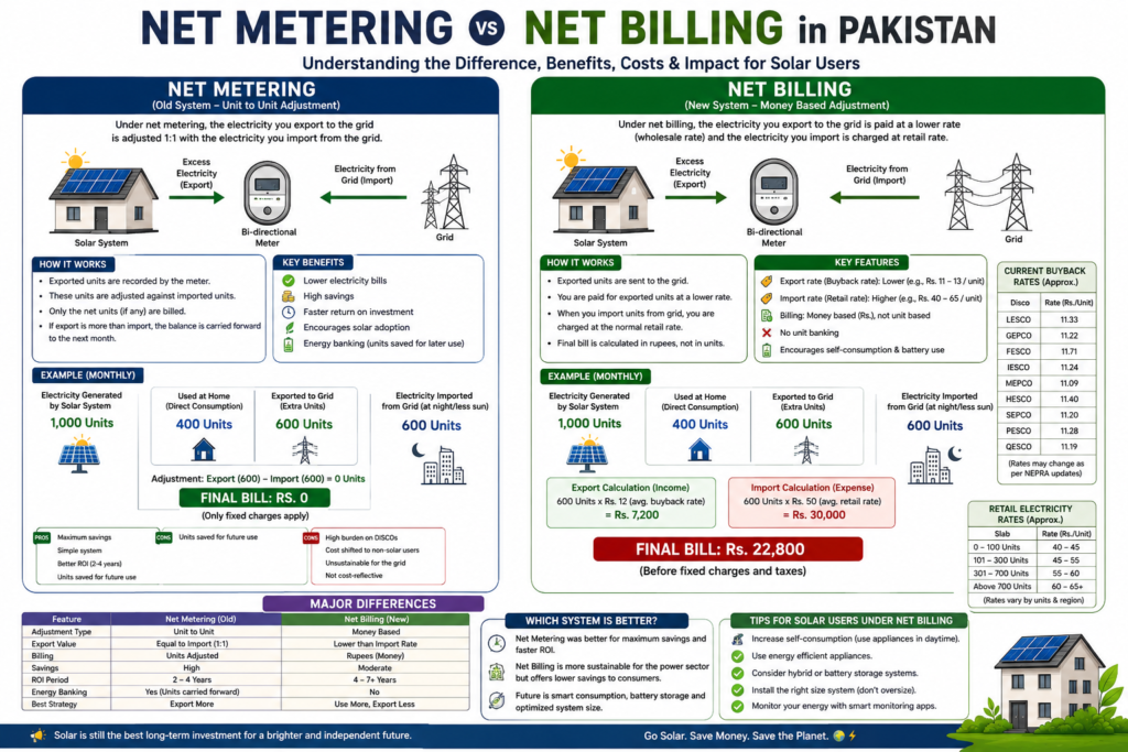 Net Metering vs Net Billing Pakistan