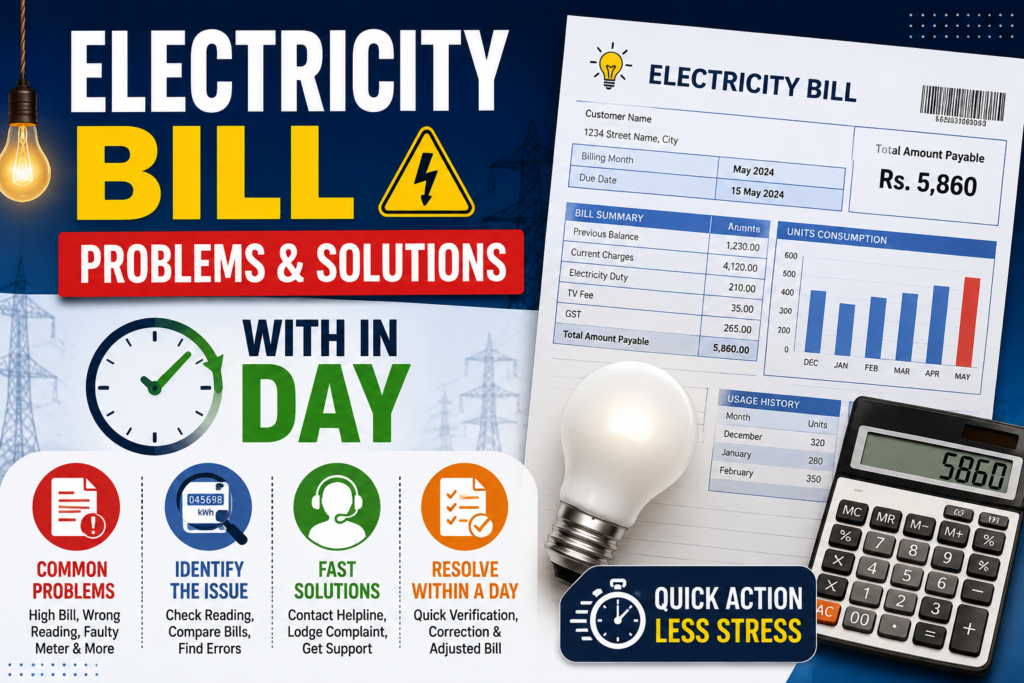 Electricity bill problems & solutions with in day